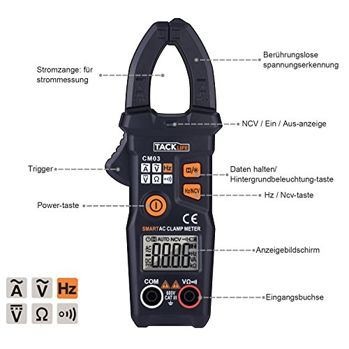 Tacklife Professional CM03 Digital Clamp Meter Smart vollautomatischer Zangenmultimeter mit 6000 Counts AC/DC Spannungsprüfer Stromtester mit Hintergrundbeleuchtung - 2
