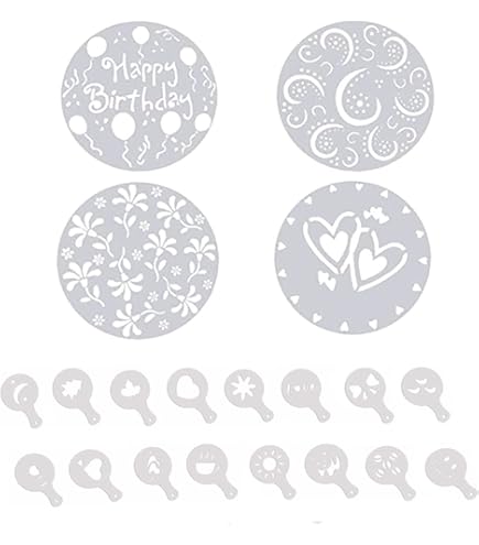 Stencil Per Torte - Motivo Righe/Foglie, Per Decorazione Con Zucchero A Velo O Cacao