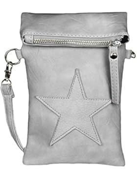 Mevina Damen kleine Stern Clutch Leder-Optik Tasche Umhängetasche Schultertasche viele Farben – 14x21x3 cm (B...