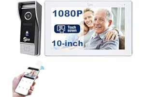 ANJIELO SMART Interphone vidéo avec écran tactile de 10 pouces, caméra HD 1080P, vision nocturne Fonction de détection de mouvement et déverrouillage à distance