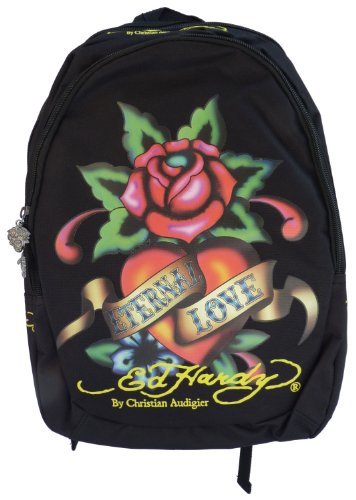Preisvergleich Produktbild Artra Ed Hardy Rucksack Schulrucksack Sportrucksack Freizeitrucksack Multifunktionsrucksack Schulranzen Damen Mädchen Schüler schwarz Jugentliche Kinder Rucksack Kinderrucksack