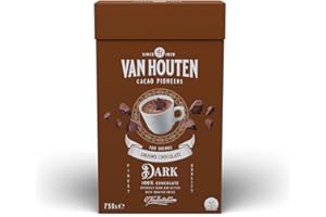 Van Houten GROUND DARK Cocoa Chocolate Drink Powder 750 G - Perfect for Hot & Cold Drinks - Makes 22 Servings - Intensely Dark and Bitter with Roasted Notes - 100% Chocolate - Vegetarian, NON-GMO