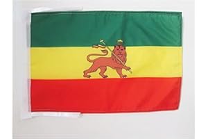 AZ FLAG Bandera de ETIOPÍA 1897-1974 con Leon 45x30cm - BANDERINA ETÍOPE Rasta 30 x 45 cm cordeles