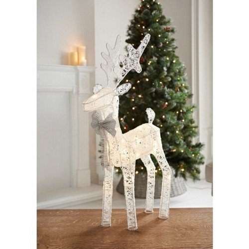 Impresionante reno de Navidad con luz para decoración del hogar, color blanco maravilloso