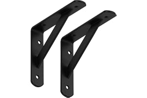 SOTECH Set med 2 Hyllkonsoler (150 x 125 x 30 mm, svart, pulverlackerad), väggkonsol med tvärgående stöttor för stabilisering