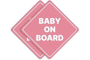 GEEKBEAR Baby on Board Sticker or Magent for Cars - 2 Pack Safety Signs, 6.8 x 6.8 in (Reflective Magnet, Light Pink)