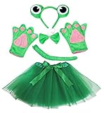 Grenouille Bandeau Nœud papillon Queue Gants Vert Tutu 5pc Costume de fille d'anniversaire ou...