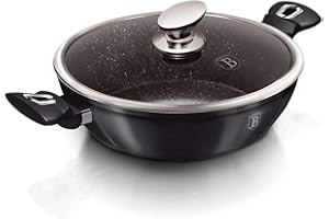 Berlinger Haus, Wok + couvercle, 30 cm, Collection Carbon Pro, 2 poignées latérales, Convient à tous les types de plaques de cuisson, sans PFOA, plomb, cadmium, Facile à nettoyer