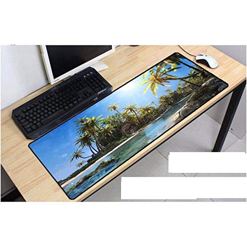 Preisvergleich Produktbild Lbonb 900X400X2Mm Große Overlock Wasser Strand Ozean Palmen Benutzerdefinierte Druck Mauspad Naturkautschuk Mousepad
