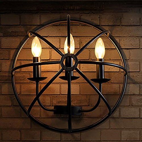 3-Head Old-Fashioned semicircular Globe Wall lamp Retro Nostalgic Iron Wall lamp LOFT Industrial Style Guest Restaurant Diameter 40cm