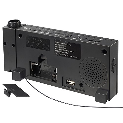 OnLyee 1,8”LED Dimmbarer Projektion Dual-Wecker mit FM Radio und USB Aufladefunktion, Batterie-Backup, Sleep-Timer und Snooze Funktion - 2