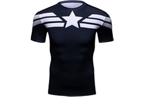 Cody Lundin Homme T-shirts Collants Imprimes Heros Captain, T-Shirt Manches Courtes Fitness Exercice Running Sport et Loisirs T-Shirt pour Hommes,Noir