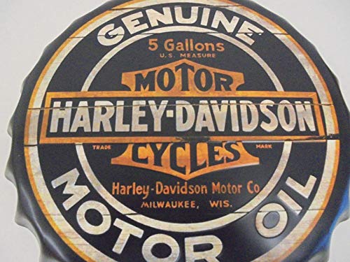 Placa de pared decorativa de 66retro, en metal en relieve, diseño de tapa de botella de cerveza redonda "Harley Davidson A Timeless Tradition", diámetro de 40 cm