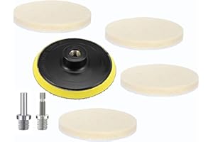 HOTCKB 4 Pezzi Dischi Lucidatura Lana 100mm * 9mm Feltro Lucidatrici Disco con Platorello, Adattatore M14 per lucidare vetro, plastica, metallo, marmo, Mobili, Automobili