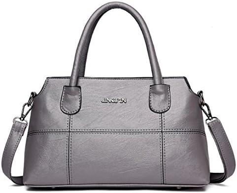Splice Design handbags for women, Hmeng Ladies handbags PU leather Women Bags for Work, Shopping, Date, Party, Christmas (Gray)