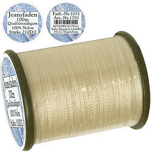 1 Stück Spule a. 100 m Qualitäts - Nähgarn Jeansfaden Farb-Nr.1031 beige, Ne 25.3/2, 100% Nylon für die Nähmaschine Garn Garne, 1701