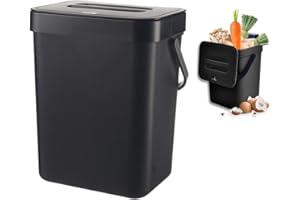 DASIAUTOEM Kosz na śmieci ekologiczny, kuchenny, 3 l, kosz na śmieci z pokrywką, kosz na kompost, odporny na zapachy, na blat roboczy, wiszący kosz na kompost, do kuchni, domu, ekologiczny, mały