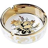 YOSCO 4'' Ceramic Titanium Plating Tabletop Ashtray,Cigarette Ashtray for Indoor or Outdoor Use, Desktop Smoking Ash Tray for Home office Decoration (4'')