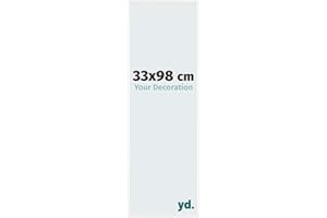 yd. Your Decoration - Cadre 33x98 cm - Cadre Photo en Plastique Avec Verre acrylique - Anti-Reflet - Blanc Brillant - Cadre Decoration Murale - Evry