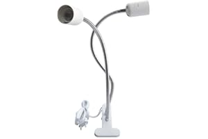 Klarlight E27 Portalámparas para Lámpara de Escritorio con Enchufes Dobles con Doble Interruptor, Rotación de 360 Grados de Manguera de Cuello de Cisne, para Lámpara Lectura/Luz de Planta