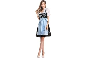YUDATPG Oktoberfest kostymer kvinnor tyska Dirndl klänningar 3 delar bayersk kostym traditionella oktoberfest kläder öl flicka hembiträde rutigt förkläde maskeraddräkt halloween cosplay rollspel