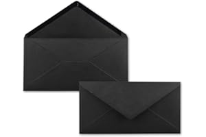FARBENFROH BY GUSTAV NEUSER 100 Buste da lettera nere DIN lunghe - 110 x 220 mm (11 x 22 cm) - adesivo bagnato senza finestra - ideali per biglietti d'invito - serie FarbenFroh