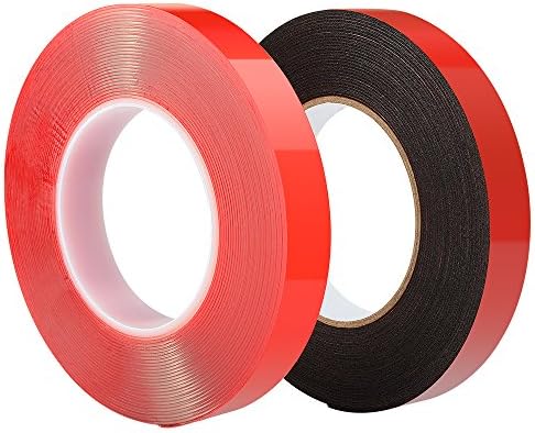 ASIV 4/5 inch 10M (11 Yards) VHB Double sided Mounting adhesive tape - 2 Rolls (Acrylic clear tape + foam tape)