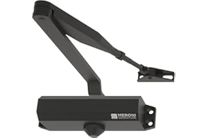 MERONI SERRATURE Chiudi Porta Aereo a Forza Variabile con Braccio Standard - Chiudiporta Meroni Modello Ambidestro, Ideale per Porte in Legno, Alluminio e Metallo, Certificato C (Nero)