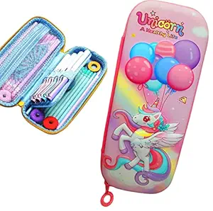 FunBlast Pencil Pouches for Girls Stylish, Unicorn Pouch for Girls, Pencil Case for Girls, Pencil Pouches - Pencil Pouches for Kids, Pencil Box for Girls, Pencil Case for Girls, Unicorn Pencil Pouch for Girls (Pink Unicorn - Small)