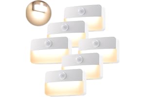 da LIGHT lampka nocna z czujnikiem ruchu, zasilana bateriami, 6 sztuk oświetlenia schodów LED, światło do szafy, automatyczne włączanie/wyłączanie, światło z czujnikiem 3000 K, ciepła biel, do