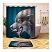 Produktbild Anyeda Duschvorhang Fußmattensatz Polyester Hungriger Wolf Schimmelbeständig Bunt Duschvorhang 120X180Cm Plus Bodenmatte 40X60CM