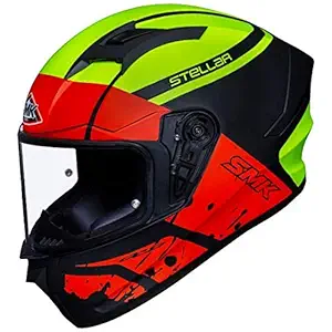 SMK Helmets - Stellar - Squad - Black Yellow Red - Pinlock Anti Fog Lens Fitted Single Clear Visor Full Face Helmet - MA234 (X-Large - 590 MM)