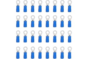 Ruidee 100 Pezzi Terminali ad Anello Connettori Elettrici M4 PVC Occhiello Anello Isolati Capicorda Giallo di Rame Connettore Terminale per Il Collegamento di Cavi, Fili (PRB4)