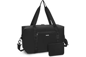 ECOHUB für Ryanair Handgepäck Tasche 40x20x25, Perfekt für Neue Ryanair Reisetasche Handgepäck Flugzeug 40x30x20, 2-Stück Faltbare Travel Bag, Reißfest & Lleicht Cabin Bag, Weekender Tasche(Schwarz)