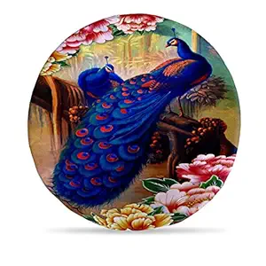 DreamVio Round Cushion/Foam Cushion Velvet Fabric Suitable for Wheelchair, Car Seat, Home, Outing Purpose (Multicolour, 14 x 14 inch) Design 87