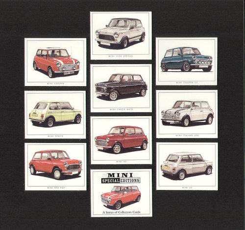 ArtofwheelsMinis - Special Editions Cars - 1100 Special, Mini Cooper 35, RSP Commemorative, Check Mate, The Italian Job, Sprite, 30, 25, and Red Hot - Collectors Cards