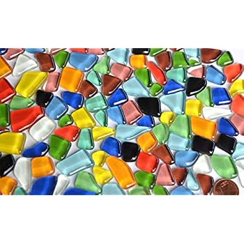 Tesselles de mosaïque en verre « Multicolore », transp.+opaques