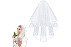 FENQURO voile mariée, voile de mariée, Voile de mariée court élégant en tulle avec peigne en tulle pour enterrement de vie de jeune fille, Blanc, Taille unique