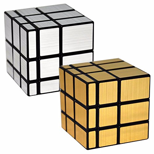 Espejo 3x3x3 Puzzle Cubo, LSMY Toy Negro Dorado y Plata 2PCS