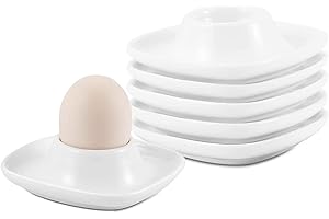 HIUAUIH Huevera, Porcelana, 6 Piezas, Huevera de Cerámica, Hueveras para Huevos Pasados por Agua, Huevera Porcelana Decorativa para el Desayuno Familiar con Huevos (Cuadrada)