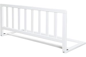 roba Barriera per Letto in Legno da 90 cm - Protezione Sicura Anticaduta per Neonati e Bambini - da 18 mesi - Installazione Semplice Senza Forature - Altezza 38 cm - Bianco