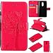 Produktbild Leder Hülle für Redmi Note 4X / Redmi Note 4,Brieftasche Hülle für Xiaomi Redmi Note 4X,Xiaomi Redmi Note 4 Hülle Flip Case Wallet,Fanryn Retro Elegant Butterfly Schmetterling Baum Katze Muster Prägung PU Leder Ledercase Schutzhülle Handy Lanyard Strap Flip Tasche Wallet Case Cover Schutzhülle Etui Tasche Handytasche Hülle Standfunktion mit Kartenfächer Silikon Rückseite Cover für Xiaomi Redmi Note 4X / Redmi Note 4 - Rose Rot