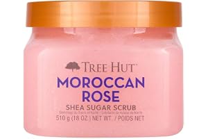 Tree Hut Moroccan Rose Shea Sugar Scrub, 18 oz (510g) Exfoliating & Hydrating Body Scrub with Shea Butter & Essential Oils, Smooth & Soften Skin (Package May Vary)