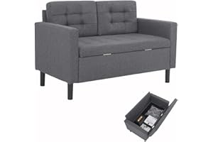 Mingone Divano 2 Posti Poltrona Salotto Moderno con Spazio di Archiviazione Piedi Affusolati Tessuto di lino Rimovibile Divano Per il tempo libero 63 x 118 x 76 cm (Germania)