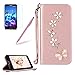 Produktbild Girlyard für Asus Zenfone 2 Laser Diamant Schmetterling Blumen Lederhülle, Bling Glitzer DIY Crystal Schutzhülle Luxus Premium PU Flip Case mit Lanyard Strap Standfunktion Kartenfach Magnetverschluss Etui für Asus ZenFone 2 Laser ZE500KL/ ZE500KG (5.0 Zoll)