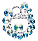 ♥ Tamaño:4.4x3.5CM Epinki Brillante Mujeres Broches Ronda Forma Bling Broche Boda Joyería con Azul óxido de Circonio-A575