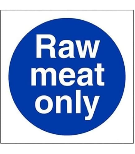 Schild 'Nur Rohes Fleisch' – 300 X 100 Mm, Starker Kunststoff, Blau-weiß Nach EN ISO 7010
