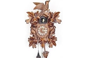 ENGSTLER Orologio a cucù della foresta nera, in vero legno, con movimento al quarzo e cucù a batteria, 35 cm, 632 Q
