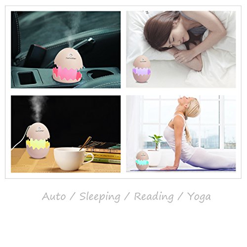 LED Luftbefeuchter, GLISTENY LED Eggshell Nacht Luftbefeuchter bunte Nachtlicht Kalten Nebel Technologie Mini Raumbefeuchter für Babies Yoga Kindergarten Schlafzimmer Büro - 6