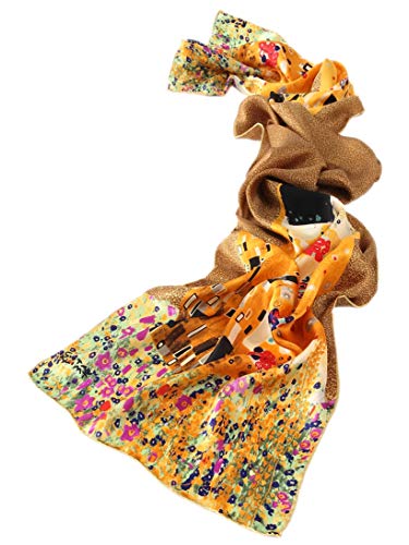 prettystern P823-170cm hecho a mano 100% Seda satén pesado pañuelo de seda Nouveau- Gustav Klimt - Kuss (2015)